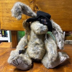 Adorable vintage Bearington Rags and Bags bunny rabbit with smaller toy bunny